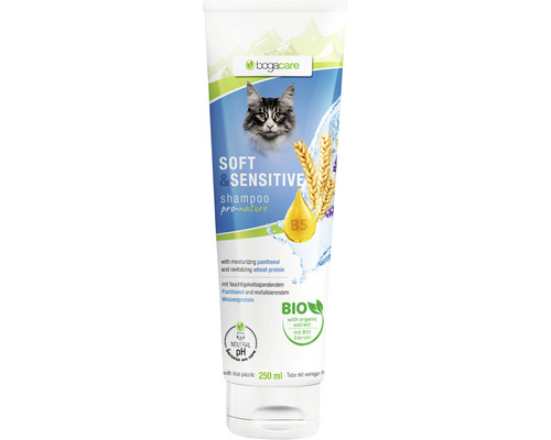 Shampoing pour chiens bogacare Soft & Sensitive 250 ml Shampooing doux et sensible Bogacare pour chats, tube de 250 ml