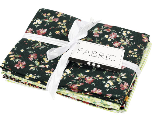 Tissu patchwork vert, 45x55 cm, 4 pièces/1 paquet Pile de coupons de tissu à motif floral avec ruban