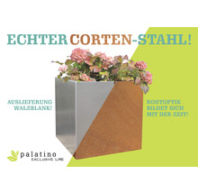 Blumenkübel aus Cortenstahl mit Pflanzen