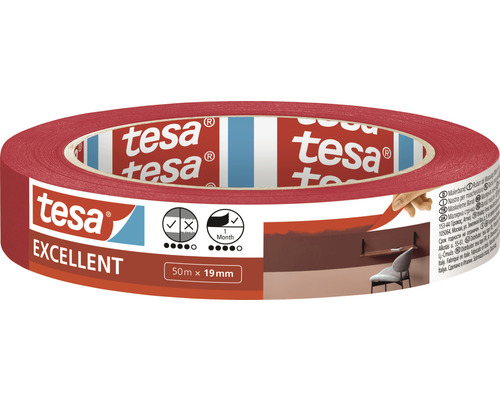 Malerband tesa® Excellent, Breite 19 mm, 50 m rot