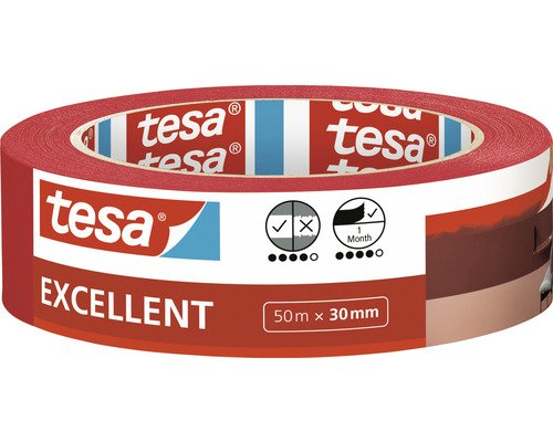Malerband tesa® Excellent, Breite 30 mm, 50 m rot