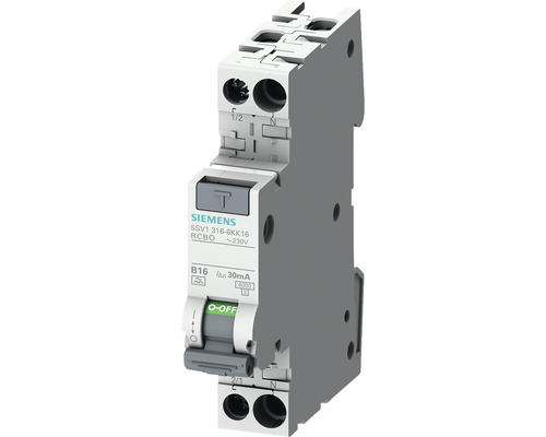 Disjoncteur de protection en cas de défaut de courant Siemens 1P+N 6kA Type  A 30mA C16 - HORNBACH