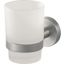 Zahnputzbecher zur Wandmontage aus Glas und Metall