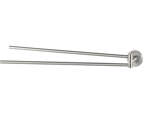 Barre porte-serviettes HACEKA Kosmos pivotant en acier inoxydable brossé 1208649 Porte-serviettes pivotant à deux bras pour montage mural.