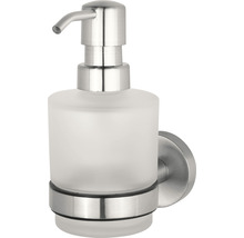 Seifenspender zur Wandmontage mit mattiertem Glasbehälter und Edelstahlpumpe
