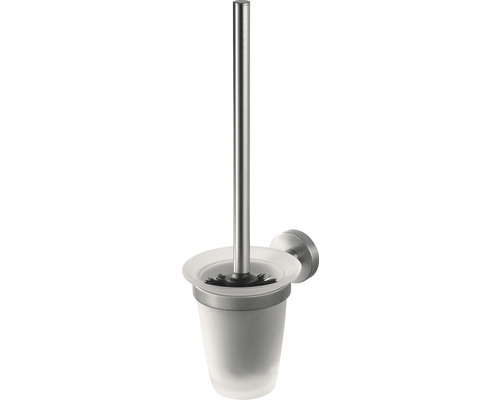 Garniture de WC murale avec récipient en verre satiné et brosse