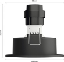 Spot encastrable avec des dimensions de 90 mm de diamètre et 100 mm de hauteur