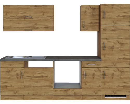 Küchenzeile mit Spüle und Holzoptik