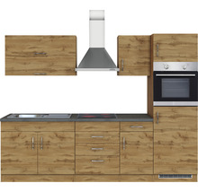 Küchenzeile mit Geräten Held Möbel Sorrento 270 cm Frontfarbe eiche Korpusfarbe eiche 1009.6281