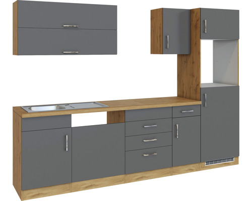 Agencement d''une kitchenette avec évier, meubles bas, tiroirs et éléments hauts