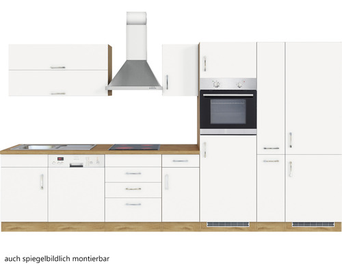 Cuisine complète avec évier, lave-vaisselle, cuisinière, four et hotte aspirante