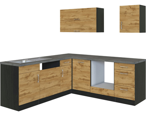 Cuisine moderne avec évier, tiroirs et armoires murales