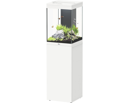 Aquariumkombination aquatlantis Aqua Tower 96 l, inklusive EASY LED 2.0 Beleuchtung, Innenfiltersystem, Heizer und Unterschrank weiss