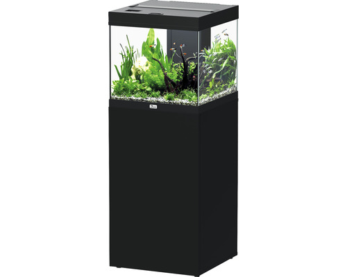 Ensemble d'aquarium aquatlantis Aqua Tower 120 l, avec éclairage EASY LED 2.0, système de filtre interne, chauffage et meuble bas noir