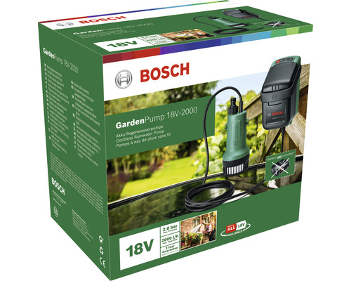 Pompe à eau de pluie sans fil Bosch Garden Pump 18V-2000 dans sa boîte