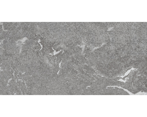 Dalle de terrasse en grès-cérame fin Colosseo Grigioni 240 x 120 x 2 cm Carreau de sol gris avec motif marbré