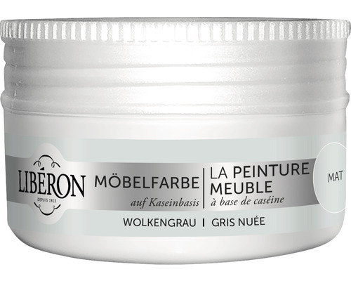 Peinture pour meubles Caséine gris nuage 75 ml Peinture pour meubles Libéron Gris nuée à base de caséine en pot