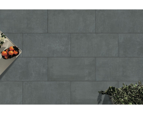 Carrelage de sol gris avec plantes et fruits