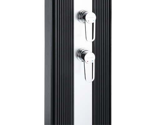 Douche d''extérieur avec deux robinets pour régler la température