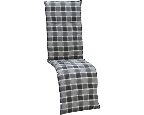 Housse pour chaise de relaxation beo M650 50 x 171 cm coton polyester anthracite Coussin de chaise longue rembourré à carreaux