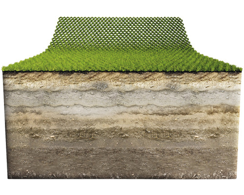 Structure du sol avec dalles de gazon et herbe