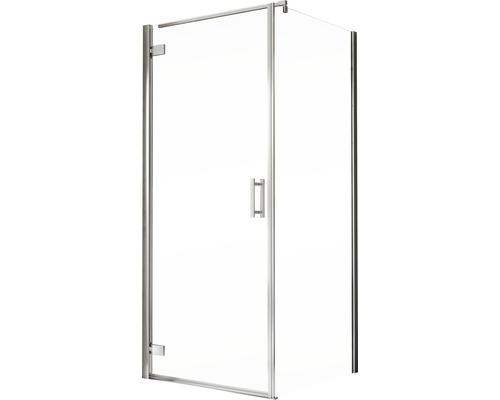 Eckdusche mit Tür aus Klarglas