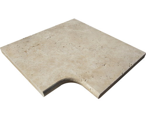 Bordure de piscine FLAIRSTONE margelle Roma pièce d'angle à 90° beige intérieur arrondi 48x35/48x35x3 cm