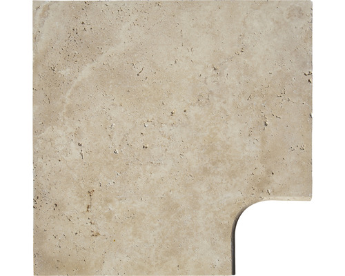Carreau en travertin avec un coin arrondi