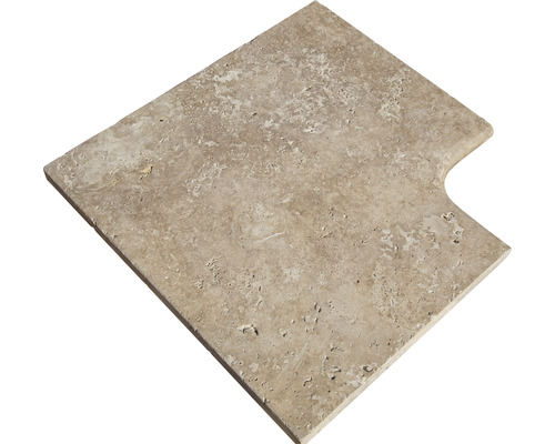 Margelle de bordure de piscine Flairstone Napoli pièce d'angle 90° marron intérieur arrondi 48x35 / 48x35 cm