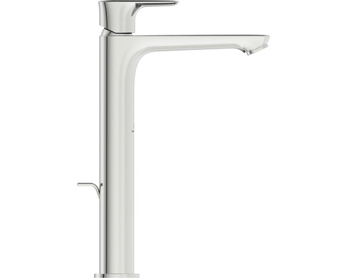 Mitigeur de lavabo haut en métal.