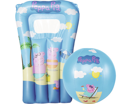 Set de plage Happy People Peppa Pig avec ballon et matelas gonflable pour enfants Matelas pneumatique et ballon Peppa Pig pour enfants