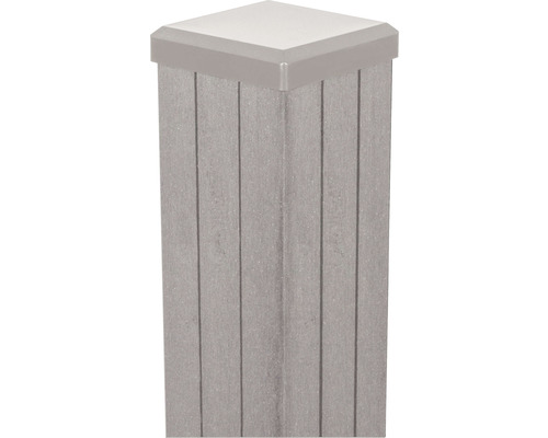 Poteau GroJa Merano BPC avec cache à cheviller 7 x 7 x 190 cm bicolore sable Poteau avec couvercle