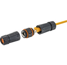 Wasserdichter RJ45-Steckverbinder mit gelbem Kabel