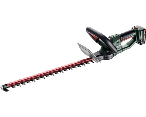 Taile-haie sans fil metabo HS 18LTX 55 avec 2 x batteries 2,0 Ah et chargeur Détail d''un taille-haie sans fil Metabo