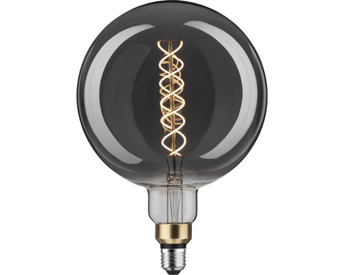 Ampoule globe LED E27 7 W 1800 K à intensité lumineuse variable verre fumé Ampoule décorative avec verre gris fumé et filament torsadé