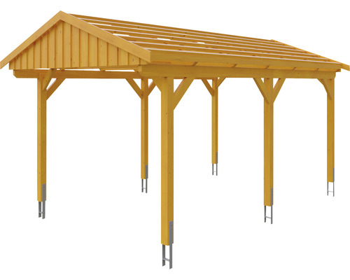 Carport en bois avec toit à deux pentes