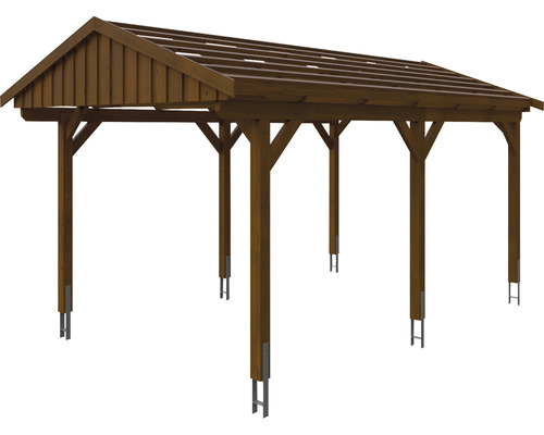 Carport en bois avec toit à deux pans pour l''extérieur