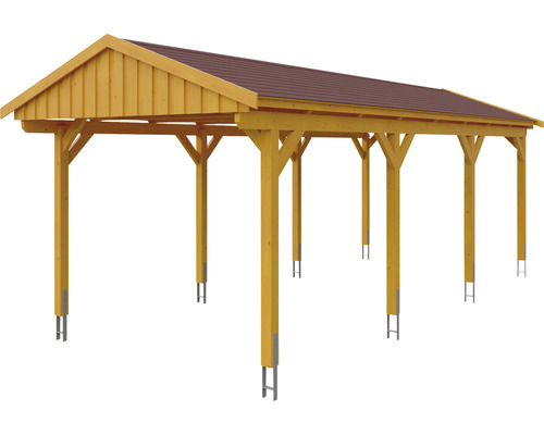 Carport indépendant en bois avec toit métallique