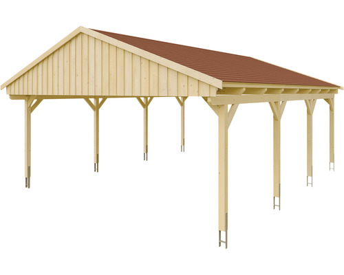 Holzcarport mit Ziegeldach