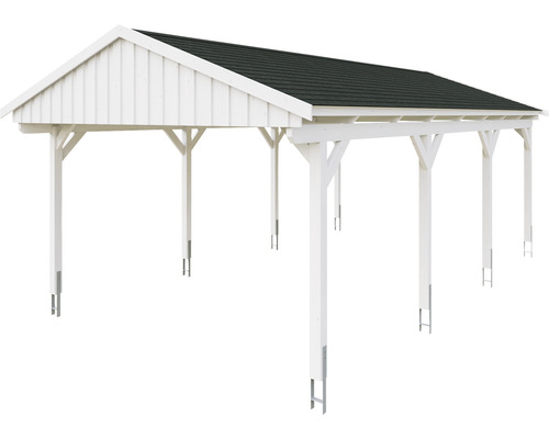 Abri de voiture en bois blanc avec toit