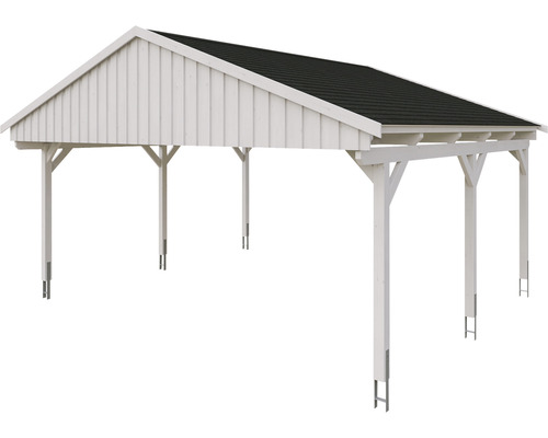 Weisser Holz Carport mit Dach