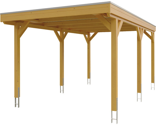 Carport en bois avec supports métalliques