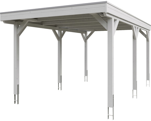 Carport en bois avec toit plat et six supports