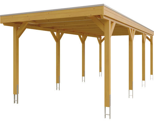Carport en bois avec supports et toit