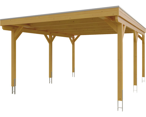 Carport en bois avec six poteaux
