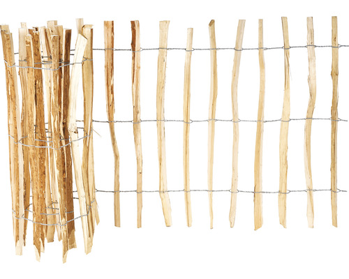 Clôture à lattes déroulable noisetier 500 x 120 cm nature Clôture en bois reliée par du fil de fer