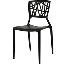 Chaise en plastique noire avec dossier ajouré pour l''extérieur
