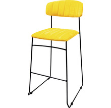 Tabouret de bar jaune avec cadre en métal noir