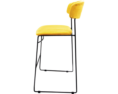 Tabouret de bar jaune avec structure en métal noir