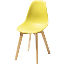 Chaise jaune avec pieds en bois